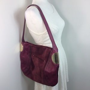 B. Makoswky Suede Leather Hobo Purse Shoulder Bag